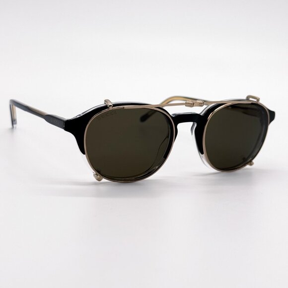 NEW GUCCI SUNGLASSES MEN ROUND BLACK GUCCI GG1212S 002 - Picture 1 of 15